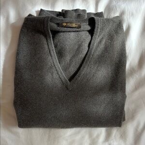 Loro Piana Charcoal V-Neck Sweater